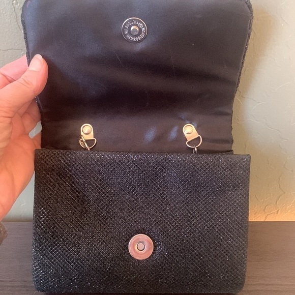 Gunne Sax Jessica‎ McClintock Black Shinmer Evening Formal Cocktail Clutch Purse - Picture 7 of 10